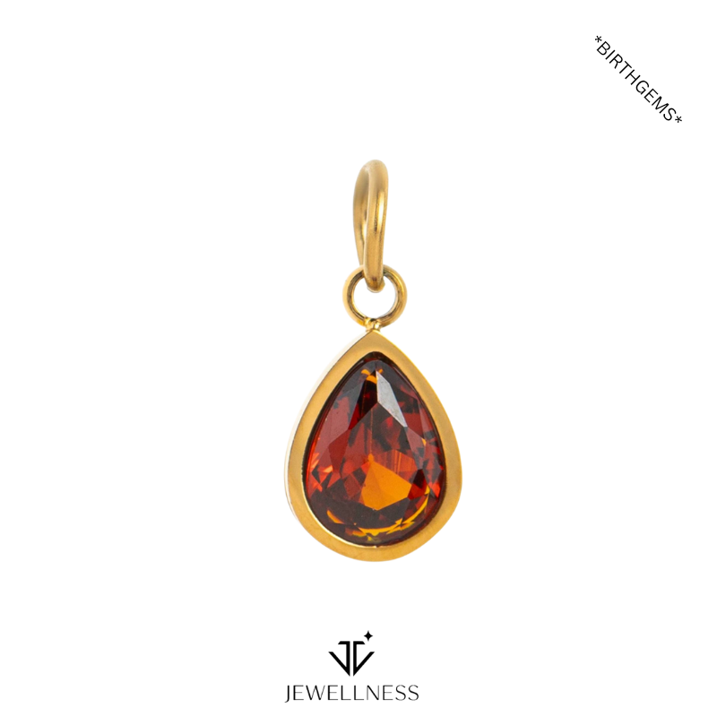 BirthGems -- Teardrop Birthstone Pendant Necklace ZB006 - Image 2