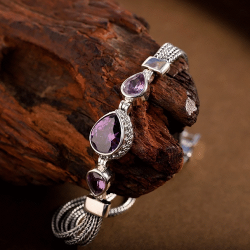 Zimu --Amethyst 925 Silver Bracelet  SQAM002