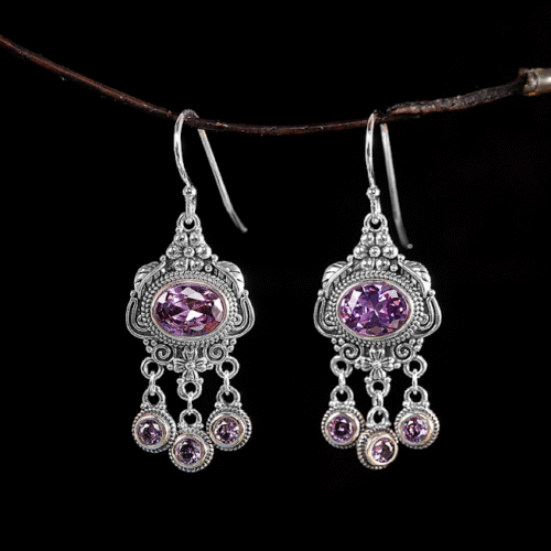 Zimu --Amethyst 925 Silver Earring  SQAM004