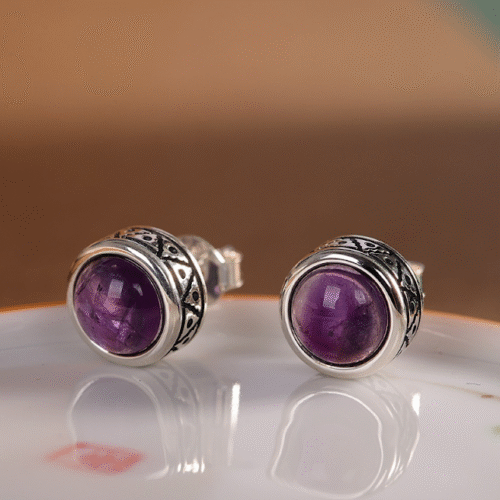 Zimu --Amethyst 925 Silver Earring  SQAM006