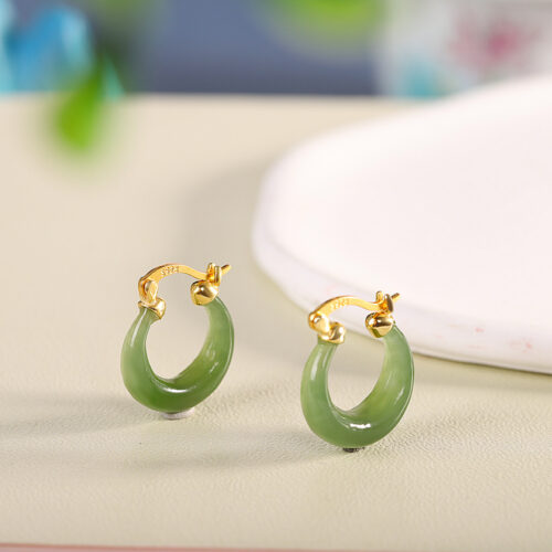 Alternative view of Jadelle -Jade 925 Silver with Gold Plated Earring    SQJA001