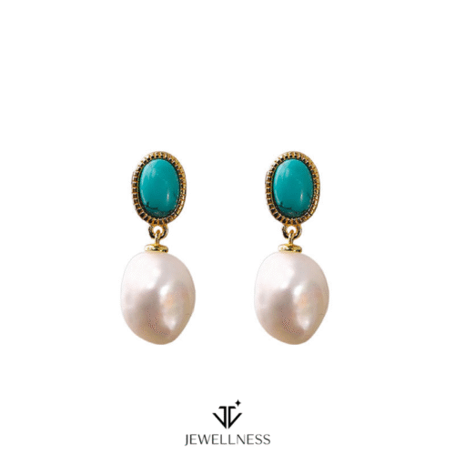 Azure Pearl Collection - Turquoise/ Pearl Sterling Silver Earrings SQTP001