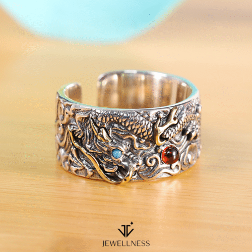 Alternative view of Dao Qi - Buddhism inspired Dragon  Adjustable Ring  SQDQ005
