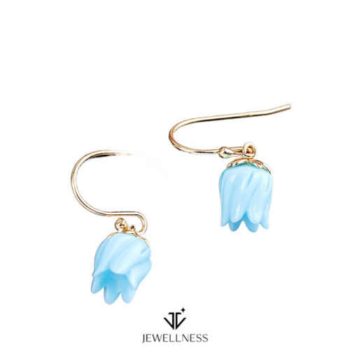 Azure Pearl Collection - Turquoise FL lower Sterling Silver Gold Plated Earrings SQTP007