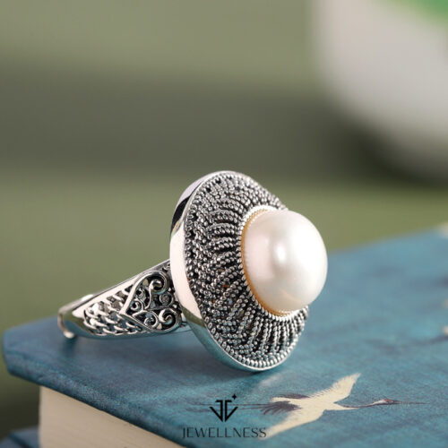 Azure Pearl Collection -- Pearl Sterling Silver Adjustable Ring SQTP006