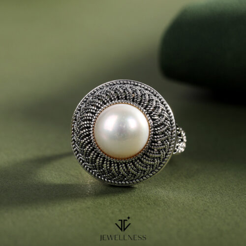 Azure Pearl Collection -- Pearl Sterling Silver Adjustable Ring SQTP006