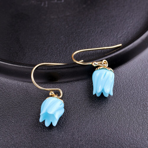 Azure Pearl Collection - Turquoise FL lower Sterling Silver Gold Plated Earrings SQTP007