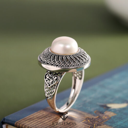Azure Pearl Collection -- Pearl Sterling Silver Adjustable Ring SQTP006