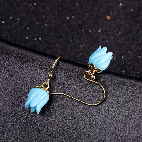 Azure Pearl Collection - Turquoise FL lower Sterling Silver Gold Plated Earrings SQTP007